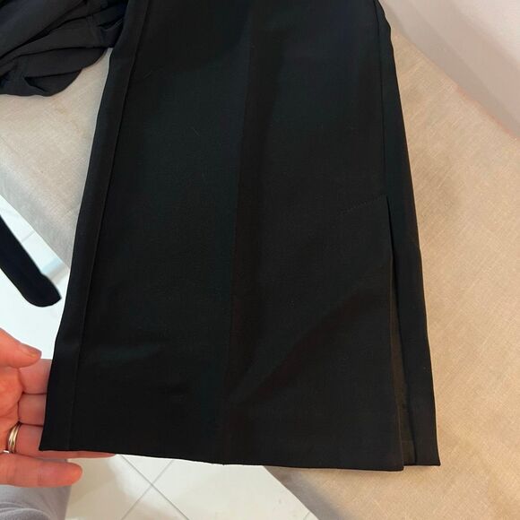 White House black market black wide leg satin trim pants size 8 - Picture 10 of 11